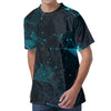 Teal Polygonal Dot Geometric Print Men's Velvet T-Shirt