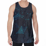 Teal Polygonal Dot Geometric Print Men's Velvet Tank Top