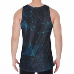 Teal Polygonal Dot Geometric Print Men's Velvet Tank Top