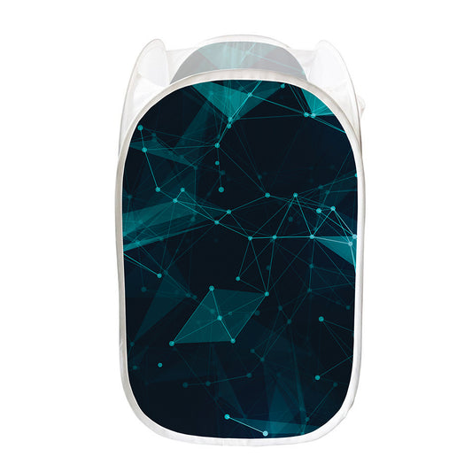 Teal Polygonal Dot Geometric Print Mesh Laundry Hamper
