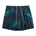 Teal Polygonal Dot Geometric Print Mesh Shorts