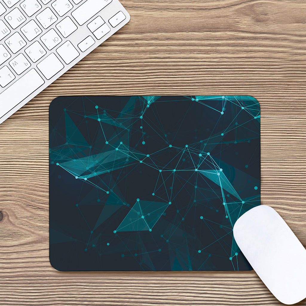 Teal Polygonal Dot Geometric Print Mouse Pad