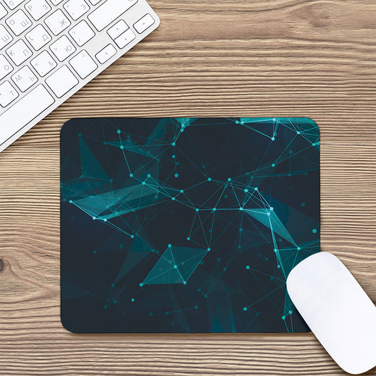 Teal Polygonal Dot Geometric Print Mouse Pad