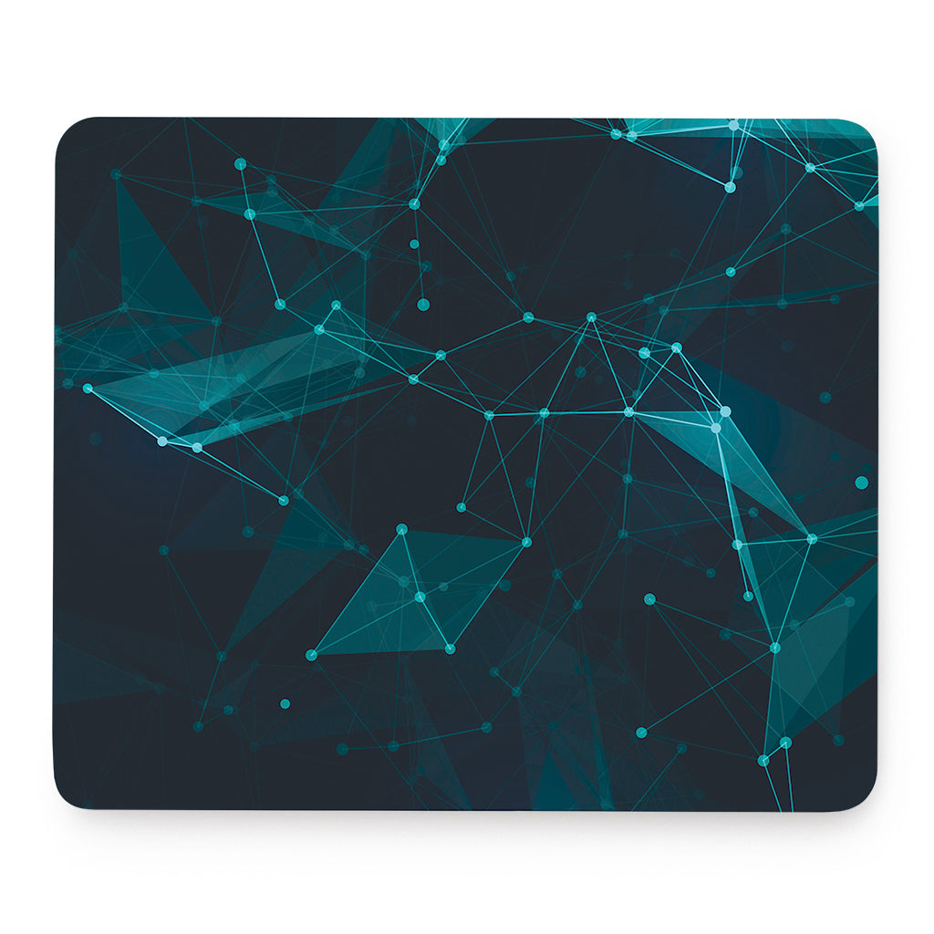 Teal Polygonal Dot Geometric Print Mouse Pad