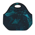 Teal Polygonal Dot Geometric Print Neoprene Lunch Bag