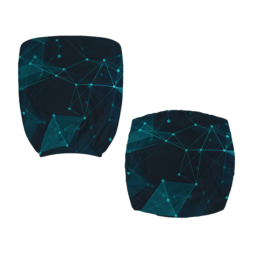 Teal Polygonal Dot Geometric Print Office Chair Cover