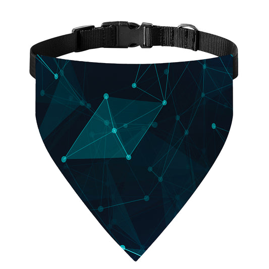 Teal Polygonal Dot Geometric Print Over The Collar Dog Bandana