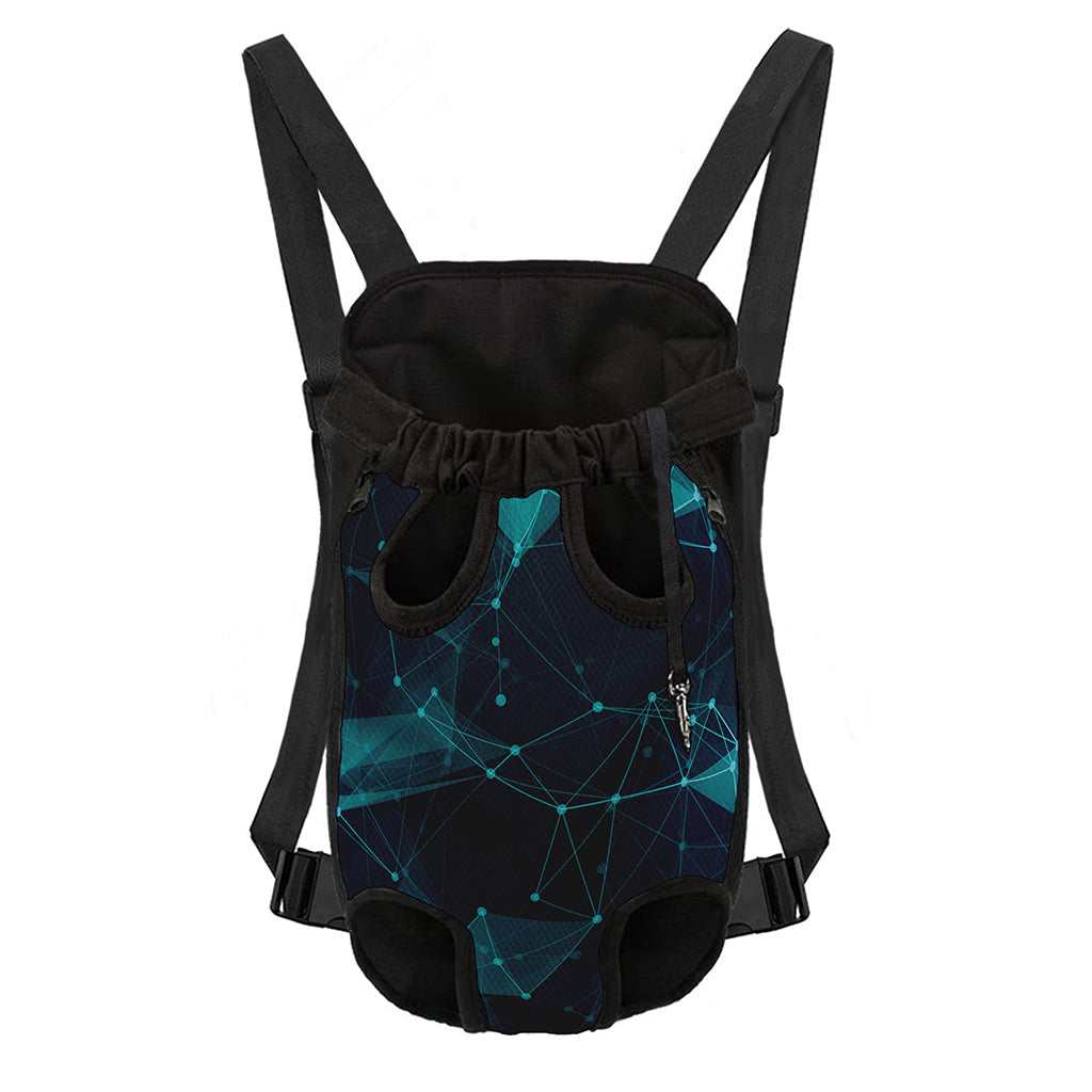 Teal Polygonal Dot Geometric Print Pet Carrier Backpack