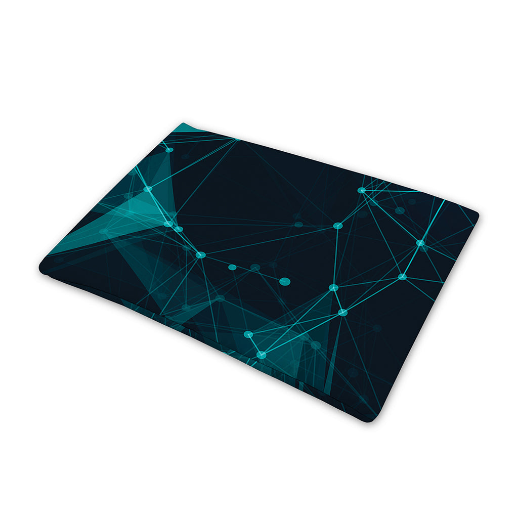Teal Polygonal Dot Geometric Print Pet Cooling Mat Cover