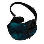 Teal Polygonal Dot Geometric Print Pet Sling Carrier
