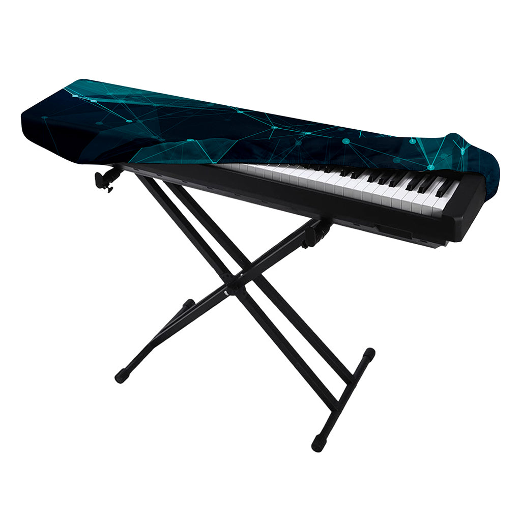 Teal Polygonal Dot Geometric Print Piano Keyboard Cover