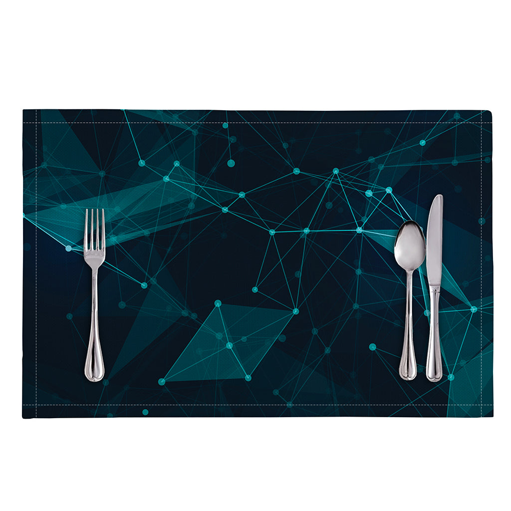 Teal Polygonal Dot Geometric Print Placemat