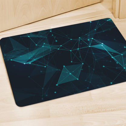 Teal Polygonal Dot Geometric Print Polyester Doormat