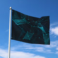 Teal Polygonal Dot Geometric Print Polyester Flag