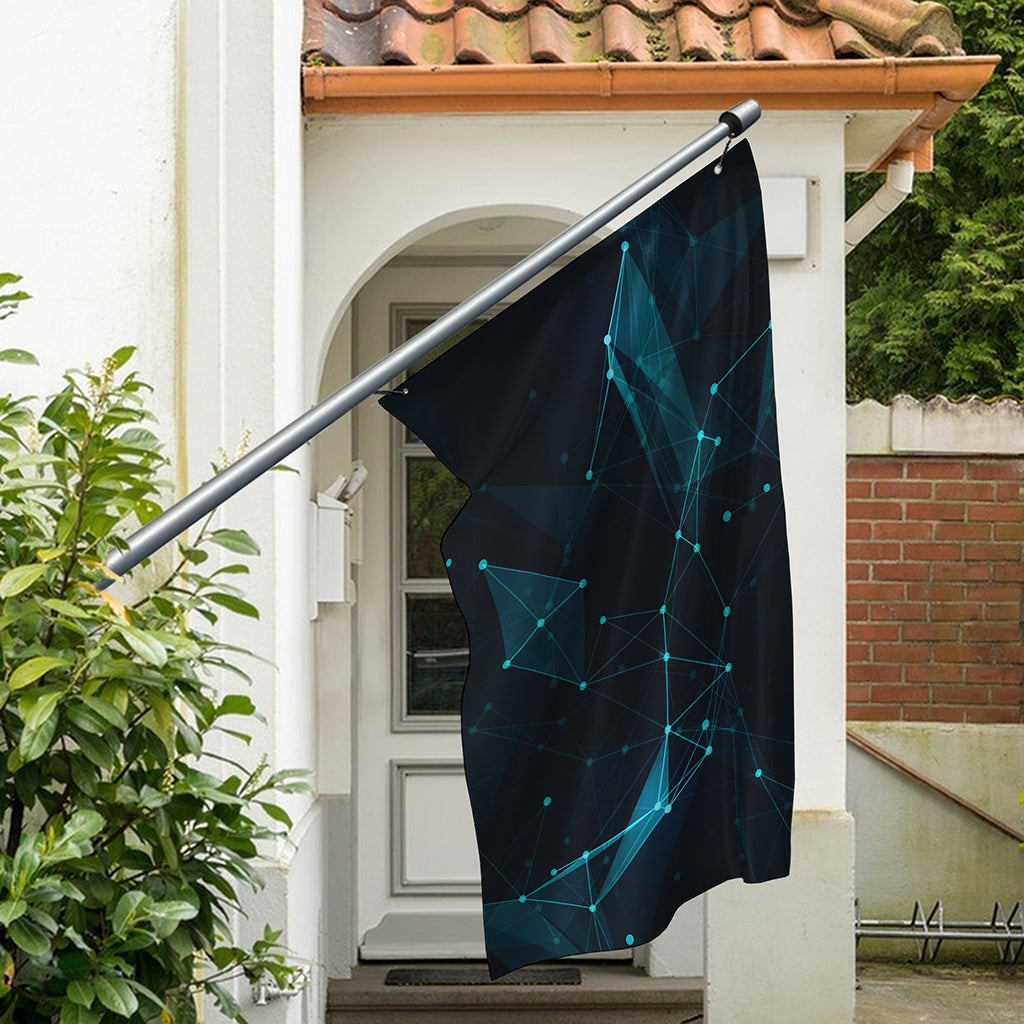 Teal Polygonal Dot Geometric Print Polyester Flag