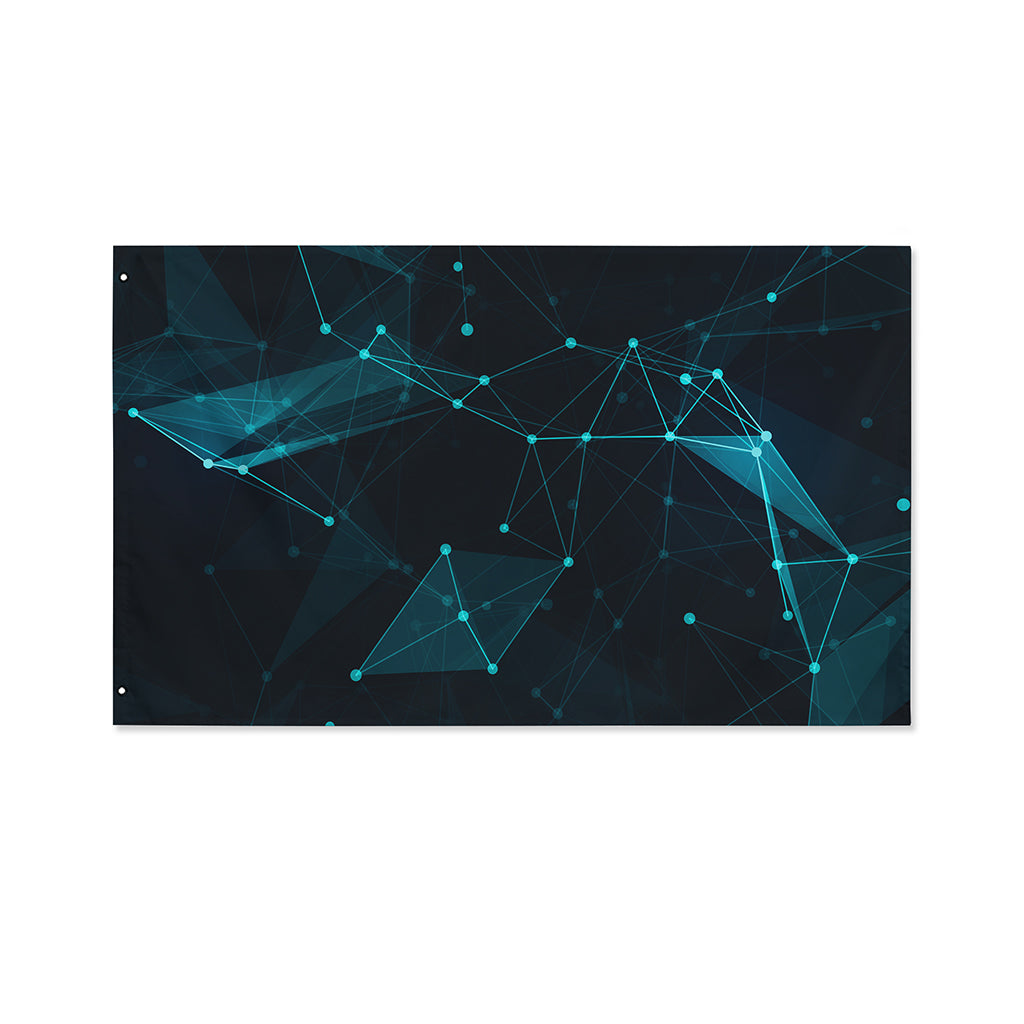 Teal Polygonal Dot Geometric Print Polyester Flag