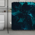 Teal Polygonal Dot Geometric Print Polyester Shower Curtain