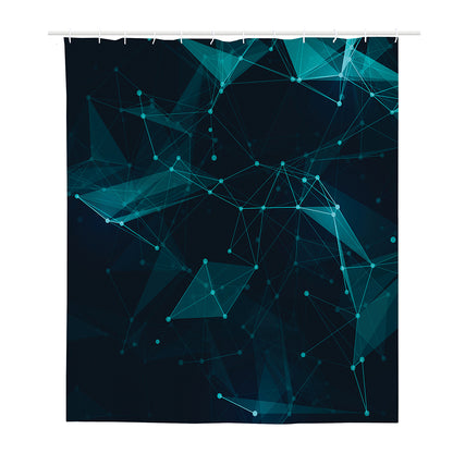 Teal Polygonal Dot Geometric Print Polyester Shower Curtain