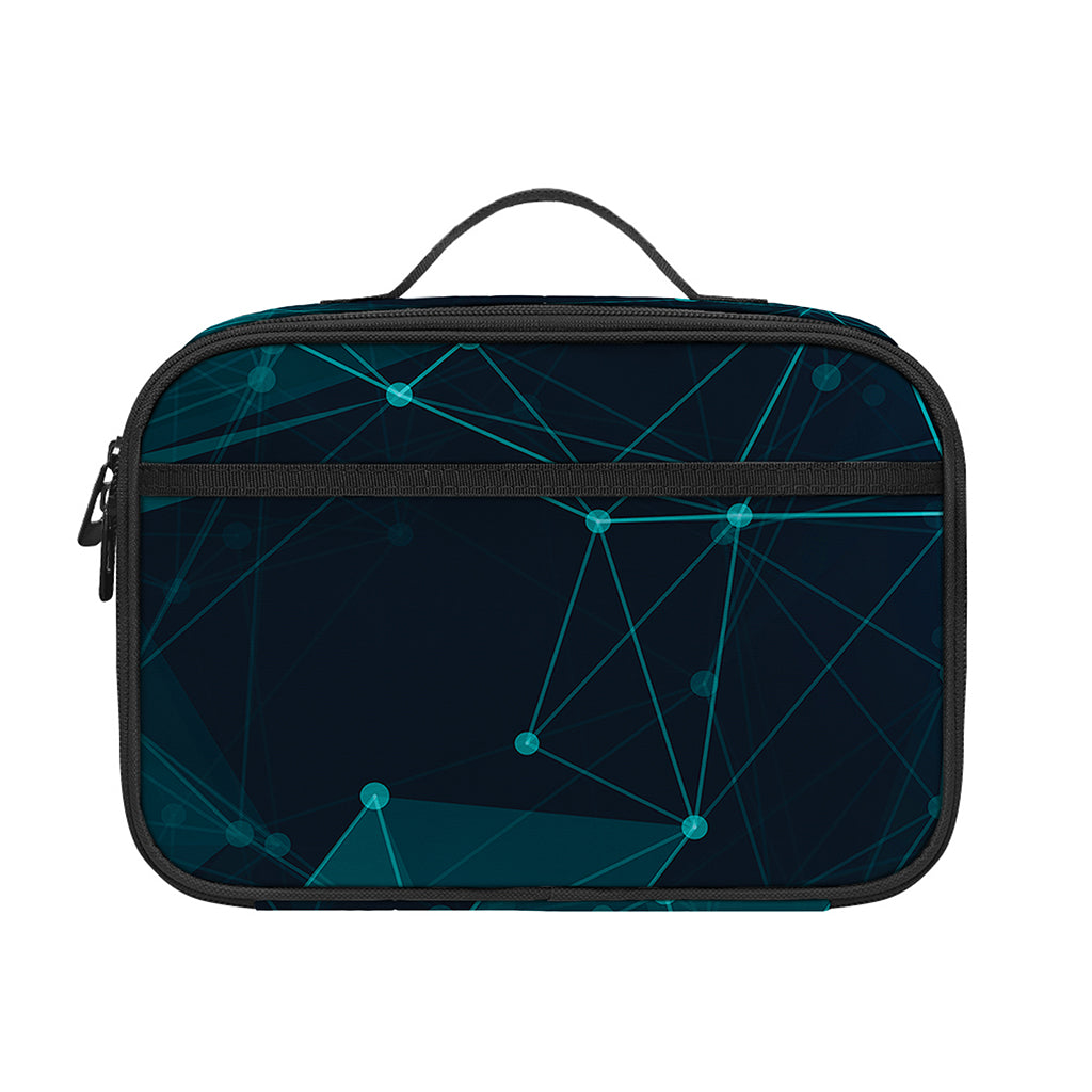 Teal Polygonal Dot Geometric Print Portable Lunch Bag