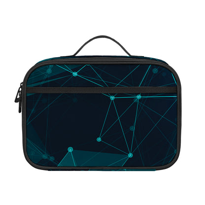 Teal Polygonal Dot Geometric Print Portable Lunch Bag