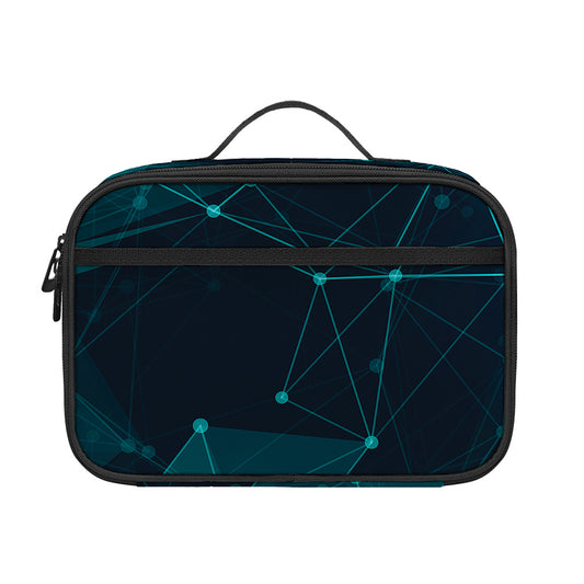 Teal Polygonal Dot Geometric Print Portable Lunch Bag