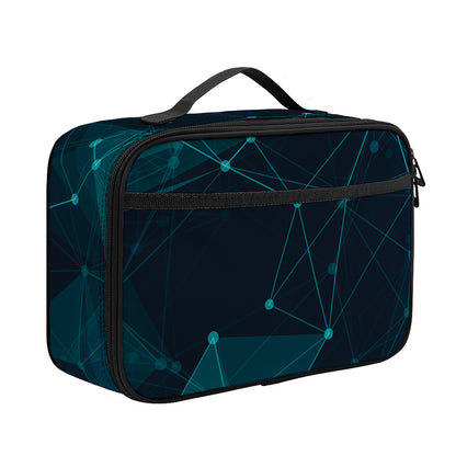 Teal Polygonal Dot Geometric Print Portable Lunch Bag