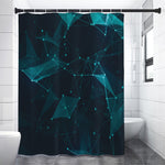 Teal Polygonal Dot Geometric Print Premium Shower Curtain