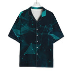 Teal Polygonal Dot Geometric Print Rayon Hawaiian Shirt