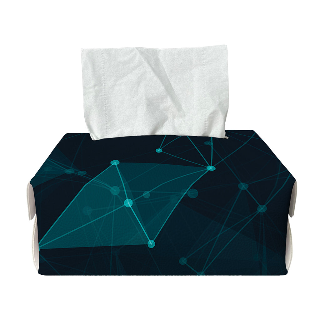Teal Polygonal Dot Geometric Print Rectangle Tissue Box Cover