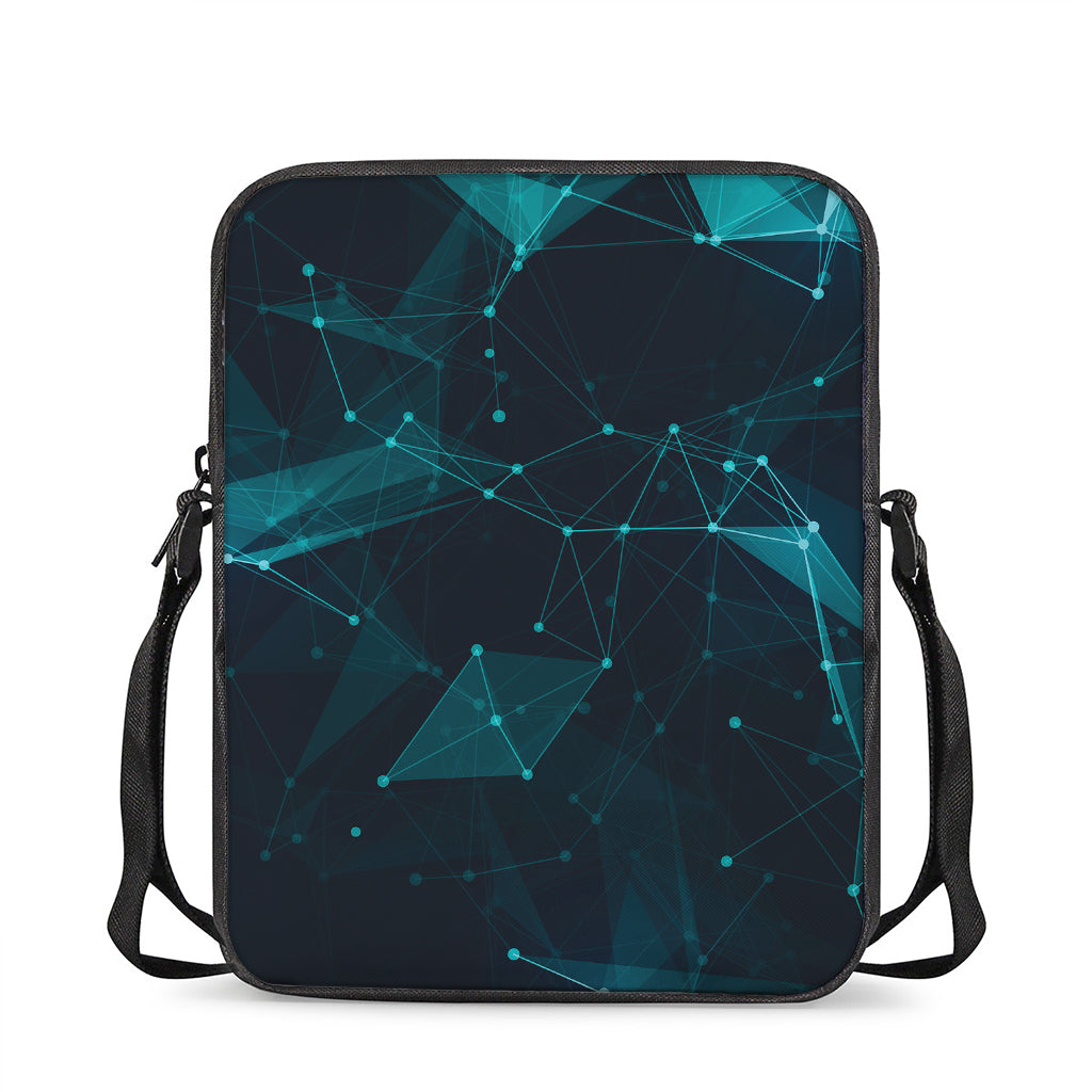 Teal Polygonal Dot Geometric Print Rectangular Crossbody Bag