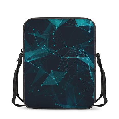 Teal Polygonal Dot Geometric Print Rectangular Crossbody Bag