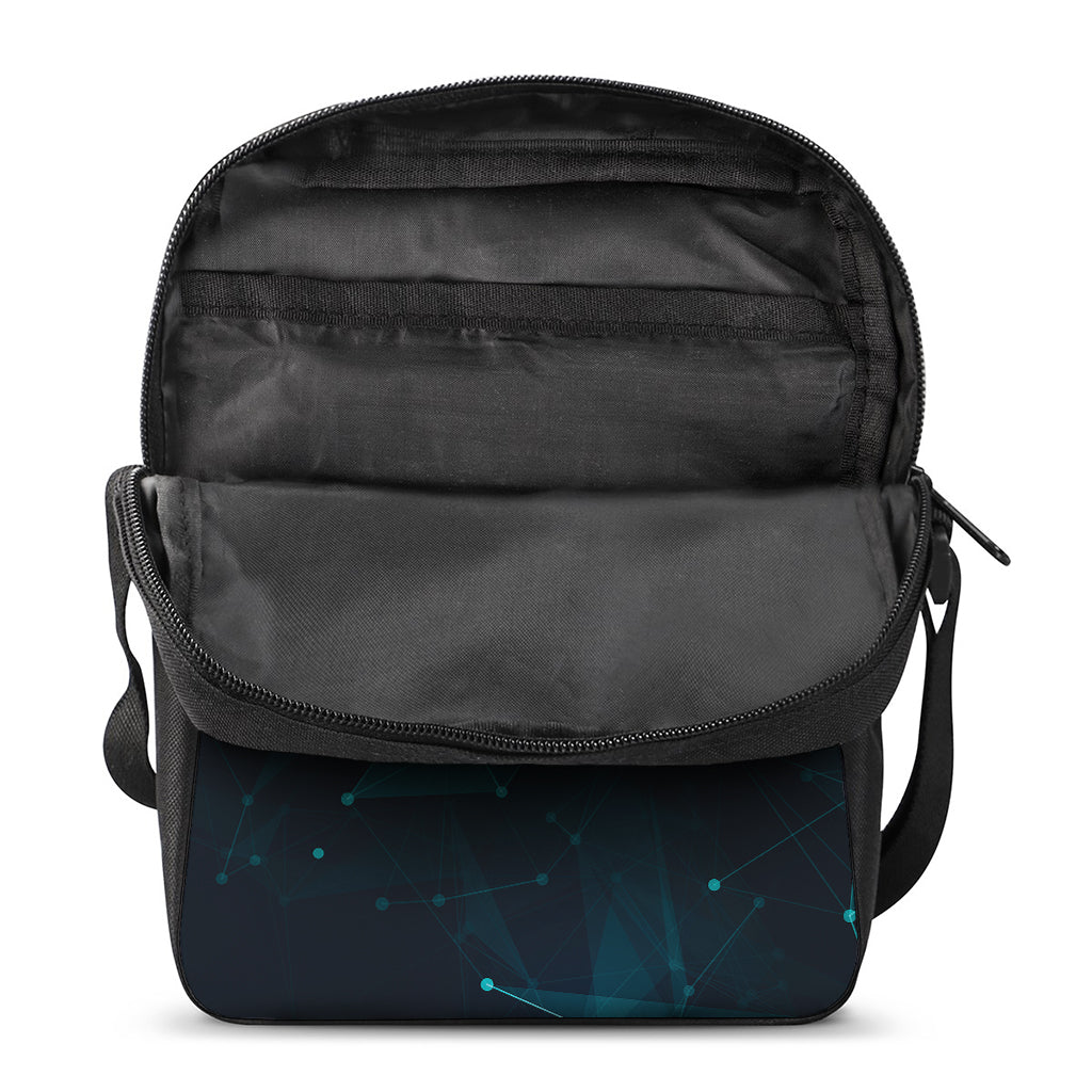 Teal Polygonal Dot Geometric Print Rectangular Crossbody Bag