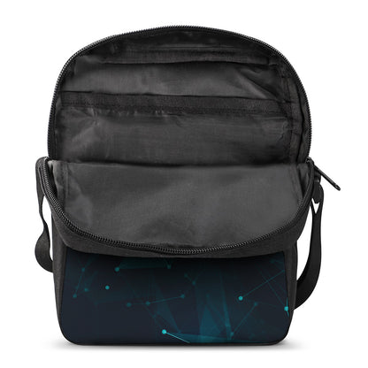 Teal Polygonal Dot Geometric Print Rectangular Crossbody Bag