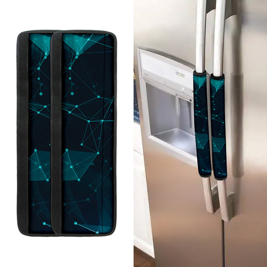 Teal Polygonal Dot Geometric Print Refrigerator Handle Covers