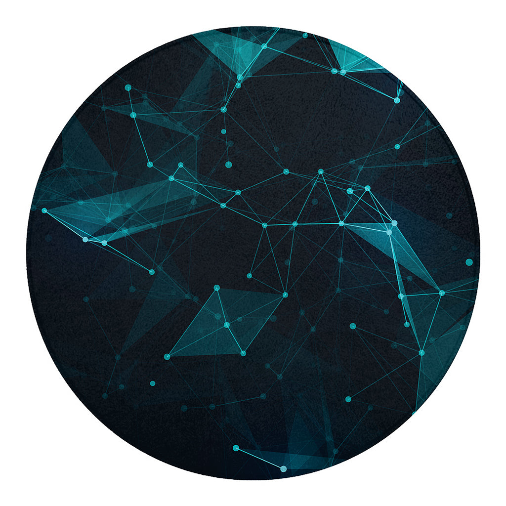 Teal Polygonal Dot Geometric Print Round Blanket