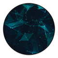 Teal Polygonal Dot Geometric Print Round Floor Mat