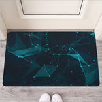 Teal Polygonal Dot Geometric Print Rubber Doormat