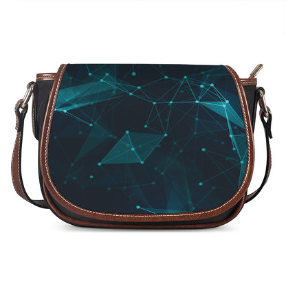 Teal Polygonal Dot Geometric Print Saddle Bag