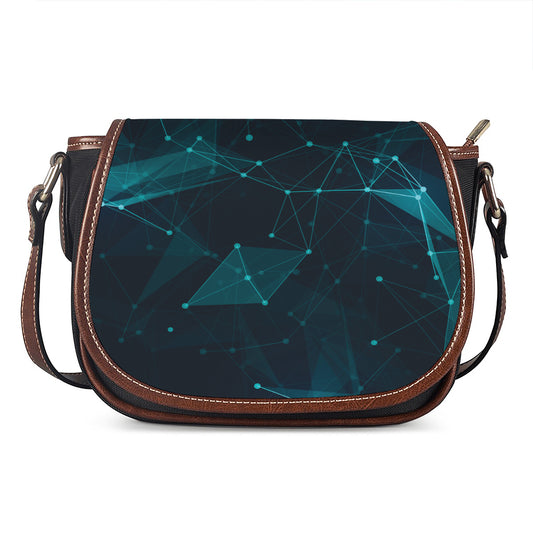 Teal Polygonal Dot Geometric Print Saddle Bag