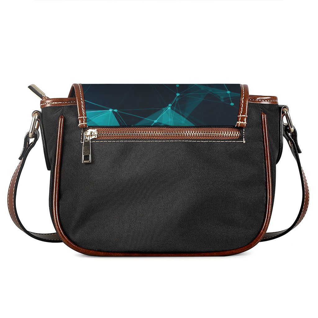 Teal Polygonal Dot Geometric Print Saddle Bag