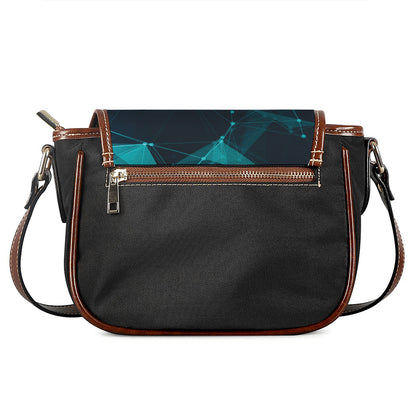 Teal Polygonal Dot Geometric Print Saddle Bag