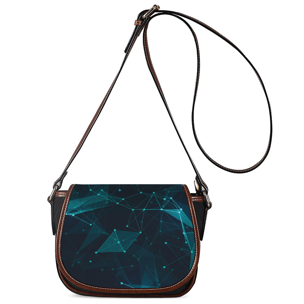 Teal Polygonal Dot Geometric Print Saddle Bag