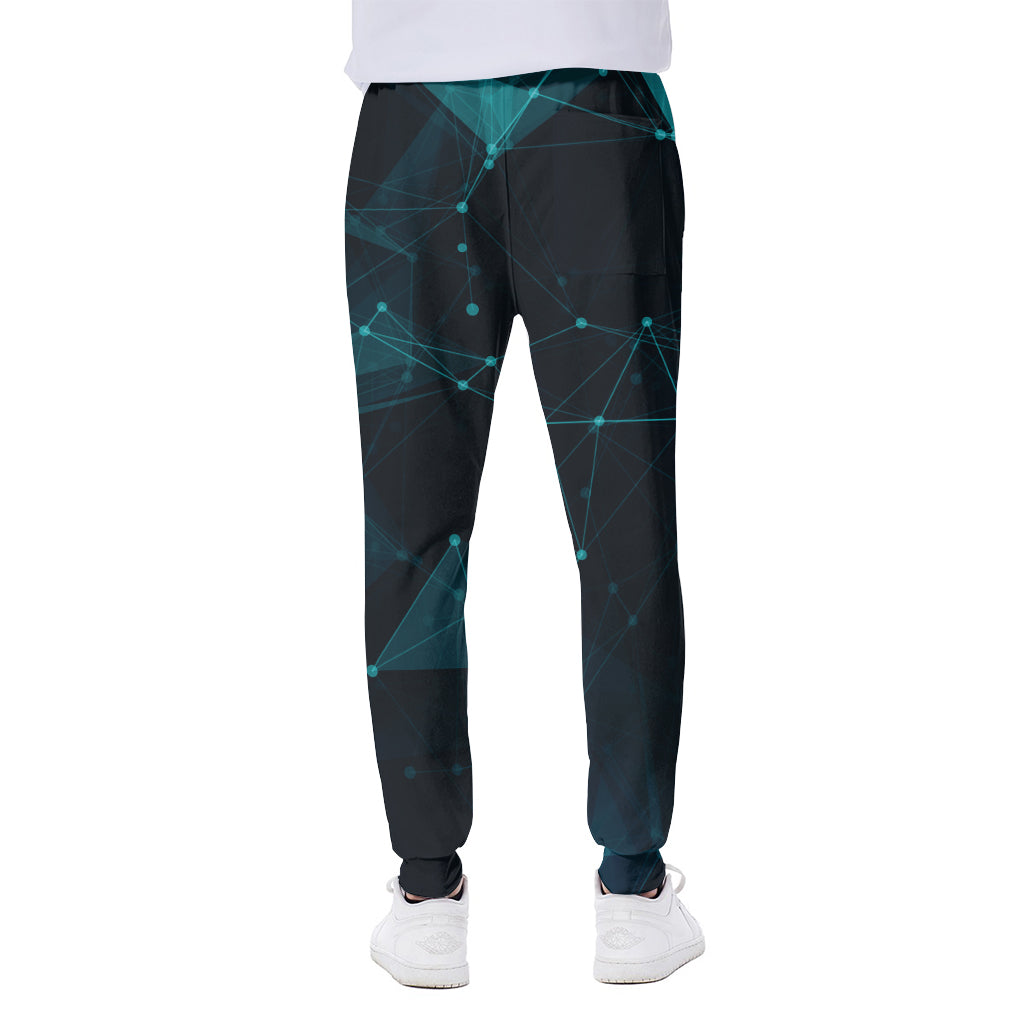 Teal Polygonal Dot Geometric Print Scuba Joggers
