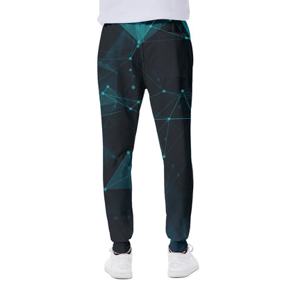 Teal Polygonal Dot Geometric Print Scuba Joggers