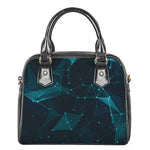 Teal Polygonal Dot Geometric Print Shoulder Handbag