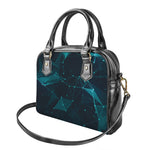 Teal Polygonal Dot Geometric Print Shoulder Handbag