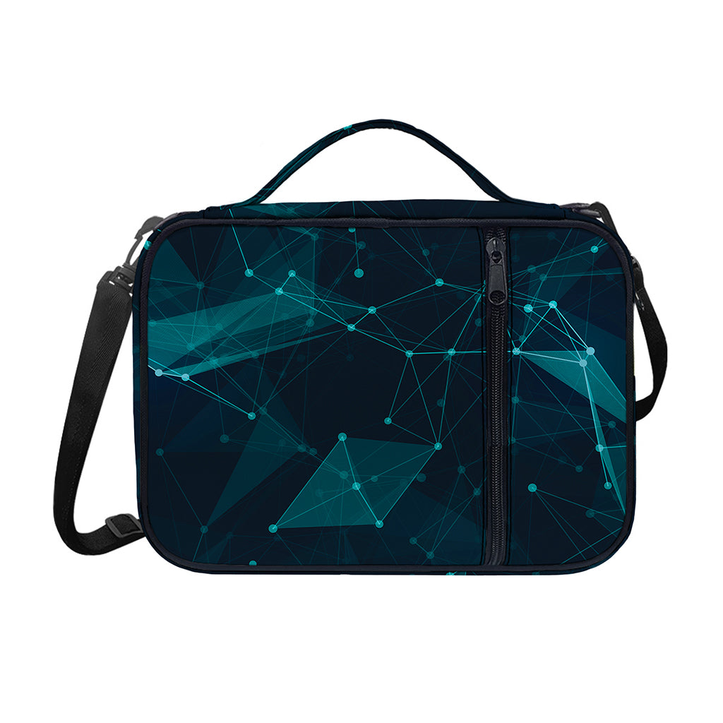 Teal Polygonal Dot Geometric Print Shoulder Strap Bible Bag
