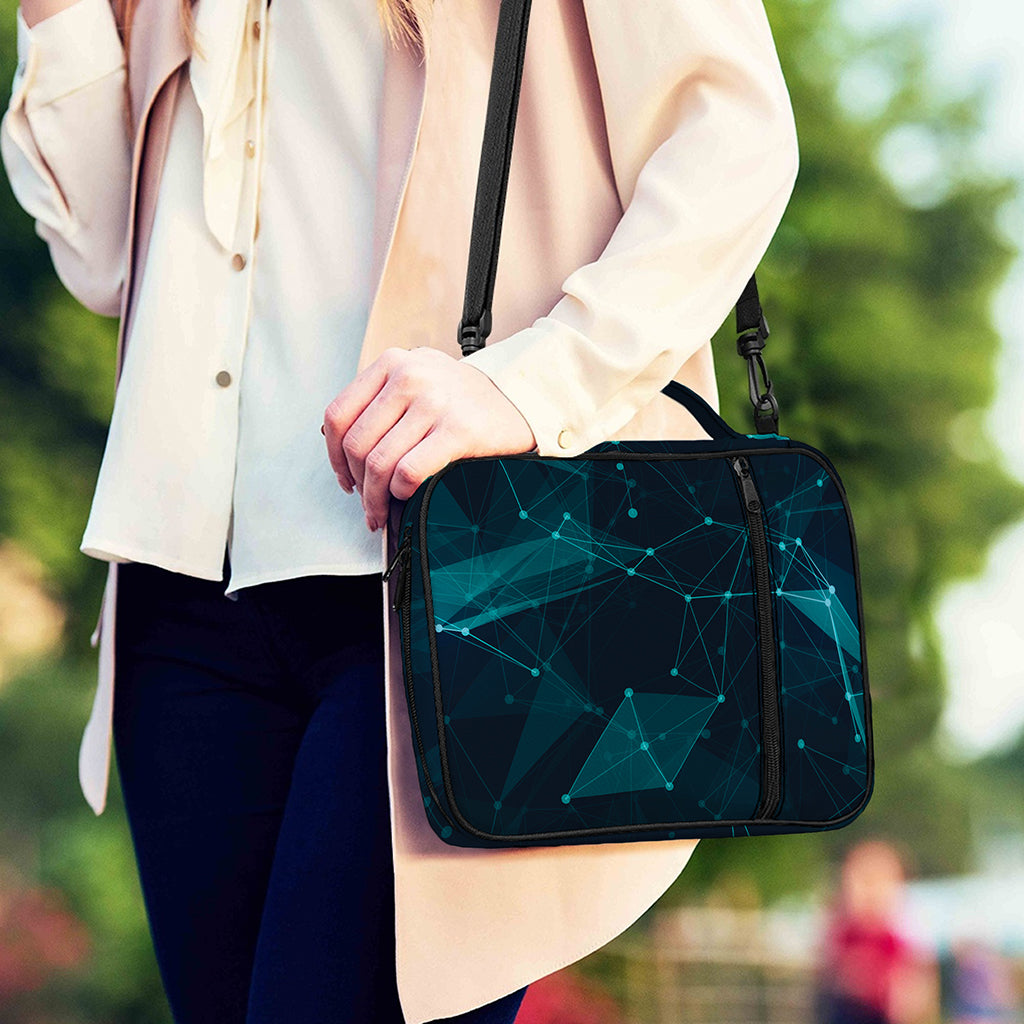 Teal Polygonal Dot Geometric Print Shoulder Strap Bible Bag