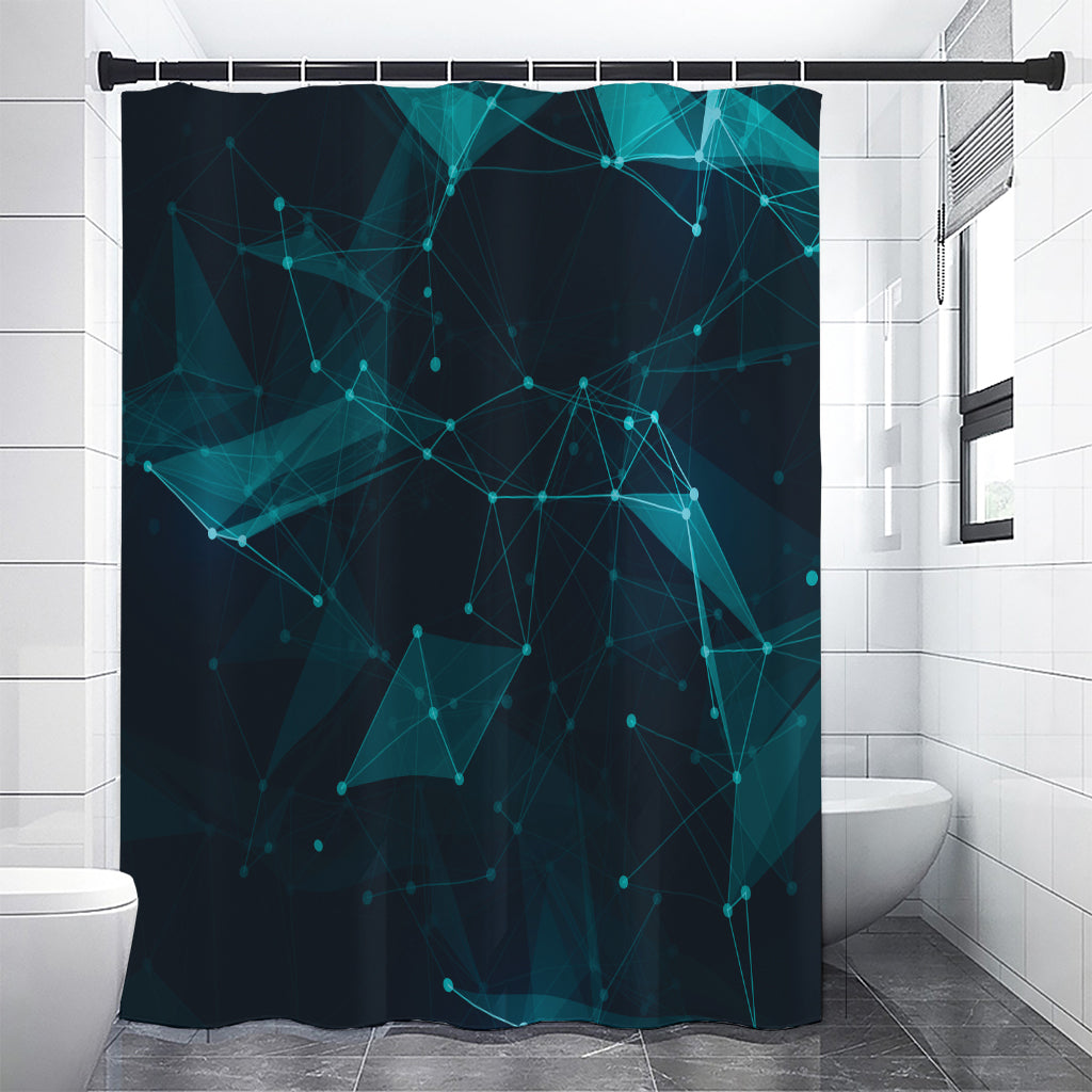 Teal Polygonal Dot Geometric Print Shower Curtain