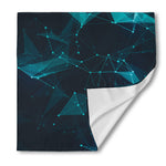 Teal Polygonal Dot Geometric Print Silk Bandana